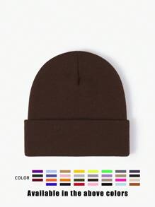 1pc Unisex Solid Color Knitted Hat, Y2K Style Outdoor Warm Beanie, Casual All-Match Winter Ski Cap Suitable For Daily Commute