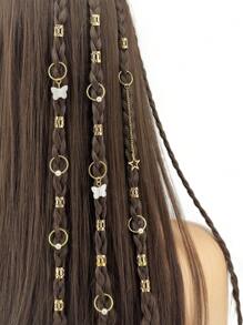 28 件发辫袖口、发饰辫子首饰辫子首饰发辫环辫子装饰首饰头发辫子配饰发型 - 金色 - 查看 1