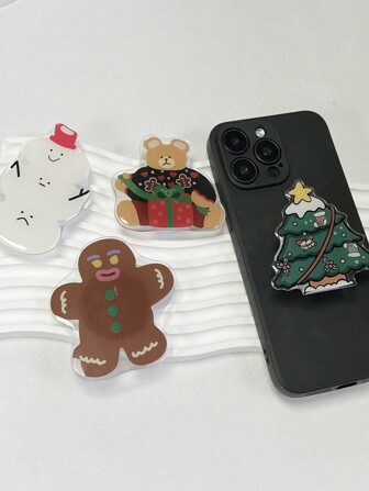 Creatieve kerstserie Push-Pull mobiele telefoonhouder, telescopische 360° draaibare slouchy houder universeel