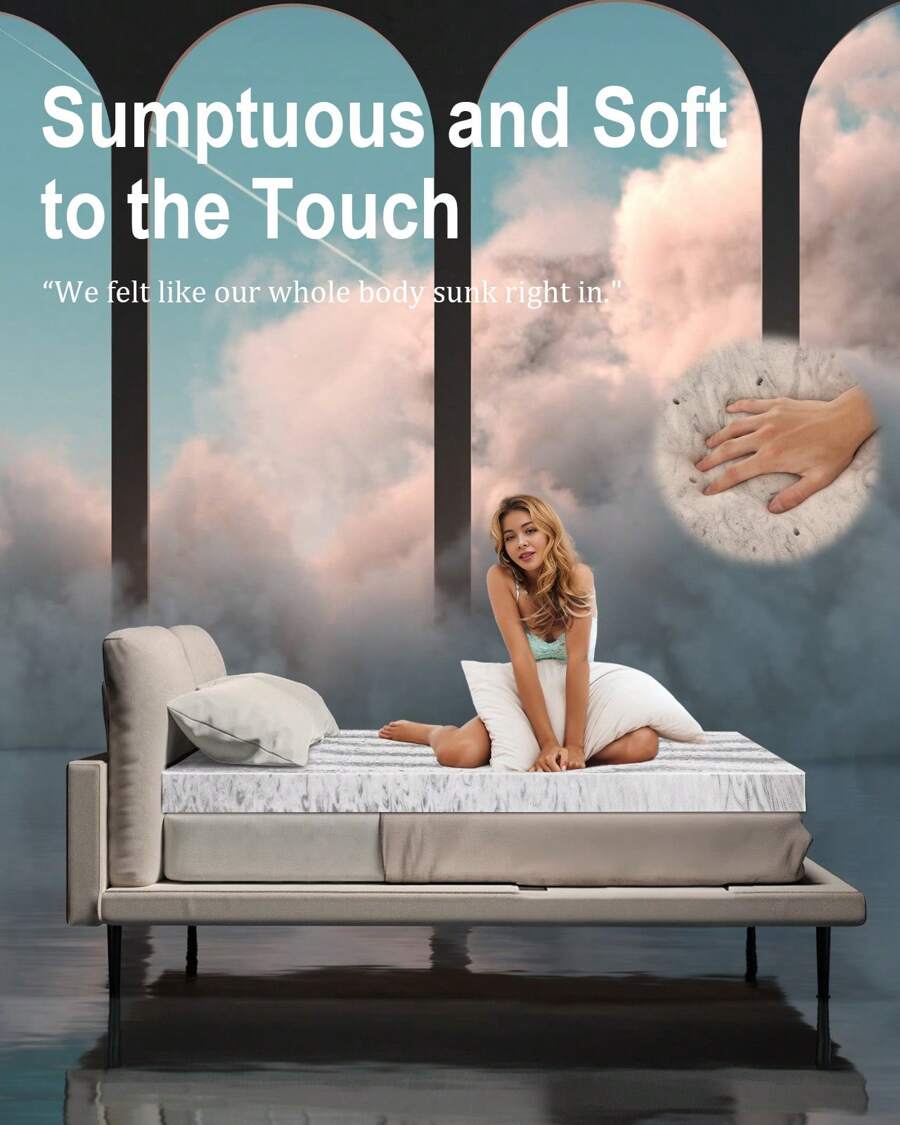 BedsPick Memory Foam Mattress Topper, Bamboo Charcoal Infused