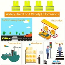 4 件高能见度反光背心，男女适用 - 提高建筑工地和户外活动的能见度