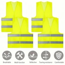 4 件高能见度反光背心，男女适用 - 提高建筑工地和户外活动的能见度