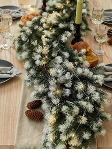 1 Stück Künstlicher Weihnachtsblumen-Kranz, Heimdekoration, Künstliche Tannenzweig-Girlande, geeignet für Weihnachtsdekoration im Wohnzimmer, Raumdekoration, Heimdekoration, Themenfestdekoration, geeignet für Tischdekoration, Festdekoration, Weihnachtsdekoration, Winter