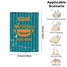 1件个性化定制橄榄球法兰绒毯，可定制您的名字，柔软温暖，纪念美好时光，送给同学、朋友、情侣、父母的礼物，可用于午睡、露营、旅行 - 3# - 查看 7