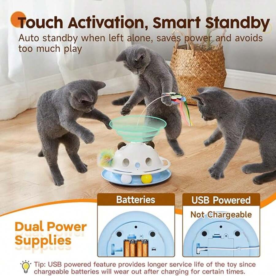 Interactive 4In1 Cat Toy With Fluttering Butterfly, Ambush Moving