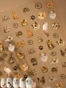 3D 猫狗浮雕指甲贴纸、美甲装饰、DIY 粘性贴纸 - 彩色 - 查看 1