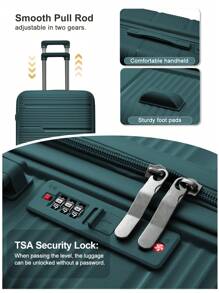 Floless Carry On Luggage Hard Shell Travel Trolley 4 Spinner Wheels Lightweight Polypropylene Suitcase With TSA Lock Spinner, 20in Carry On Luggage Small Suitcase With Spinner Wheels Lightweight Rolling Cabin Suitcase For Airplanes Travel Bag For School School Accessories School Stuff - Teal Blue - View 3