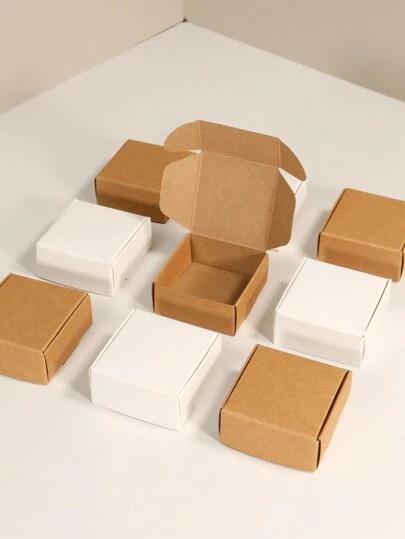 6件/24件牛皮纸迷你礼品盒 5.5x5.5x2.5厘米/2.17x2.17x0.98英寸，小手镯包装盒，香薰蜡烛徽章磁铁包装，适用于小型企业包装，DIY工艺派对礼品盒