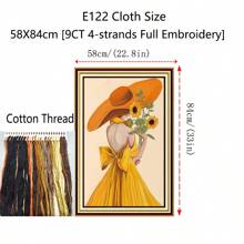 qingfei 20x40cm Pełny haftowany obraz z kreskówkową dziewczynką z kwiatami, dekoracja ścienna do salonu lub sypialni, wyprodukowany w Kambodży