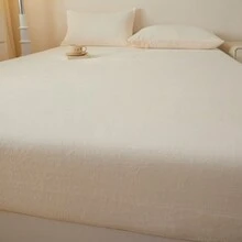 1件装新款A级保暖抗菌纯色牛奶绒床笠 220g 简约时尚 防尘防污 360度环绕 可机洗 柔软蓬松 吸水透气 婴儿级标准 高弹力腰带 可机洗 - 淺灰色 - 查看 12