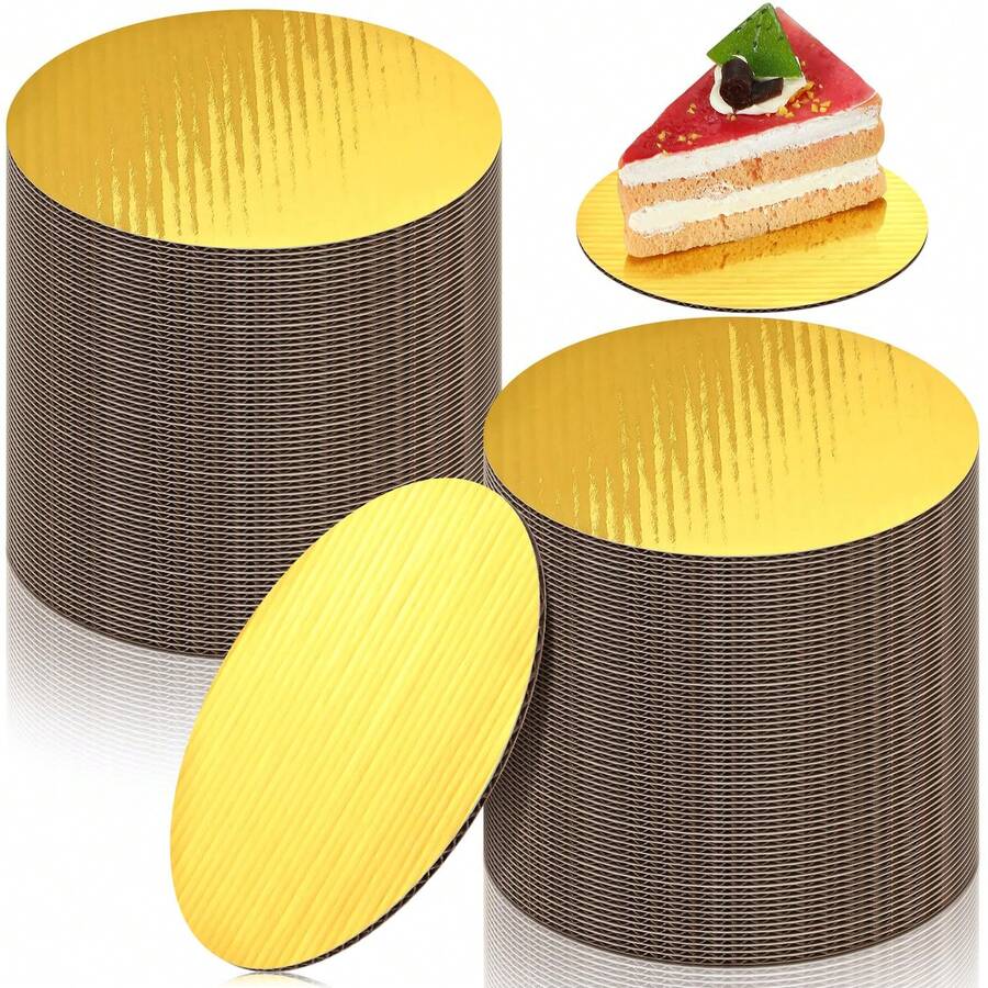 10 Pcs Cake Boards 10 Inch Round, Thicker White Cake Boards, Food-Garded White Cake Circles Rounds Base, Sturdy Cake Plate For Displaying Dessert And Cake DIY - Gold - View 1