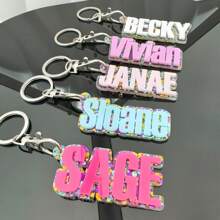 1 bucă breloc acrilic personalizat, breloc cu nume rucsac, etichetă cu nume 3D, etichetă cu nume personalizată, etichetă cu nume acrilică personalizată, etichetă pentru geanta pentru scutece