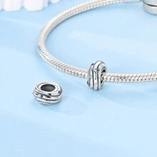 1pc 925 Sterling Silver Beads Rainbow Colored Zirconia Love Shaped Silicone Stopper Starry Sky Charms Beads Fit DIY Bracelets Positioning Bead Fine Jewelry Accessories Valentines
