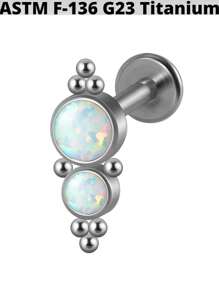 1PC G23 Titanium Opal /Zirconia Sun Flower Lip Studs Cluster Cz Ear Cartilage Tragus Helix Flat Labret Earring Piercing Body Jewelry - Titanium Original Color - View 18