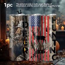 20oz Deer Hunting 3D Print Insulated Skinny Tumbler With Straw And Lid | 304 Stainless Steel Travel Coffee Cup | Festival Gift For Men And Women | Age 14+ | Durable Outdoor Canteen Back To School