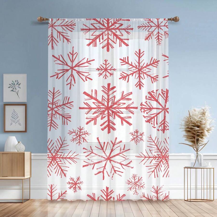 1 chiếc rèm voan mỏng tinh tế cho Giáng sinh, quà tặng Giáng sinh, rèm vải mỏng trang trí nhà cửa, thích hợp cho phòng ngủ, phòng khách, phòng ăn, phòng học, trang trí nhà cửa - Nhiều màu - Xem 1