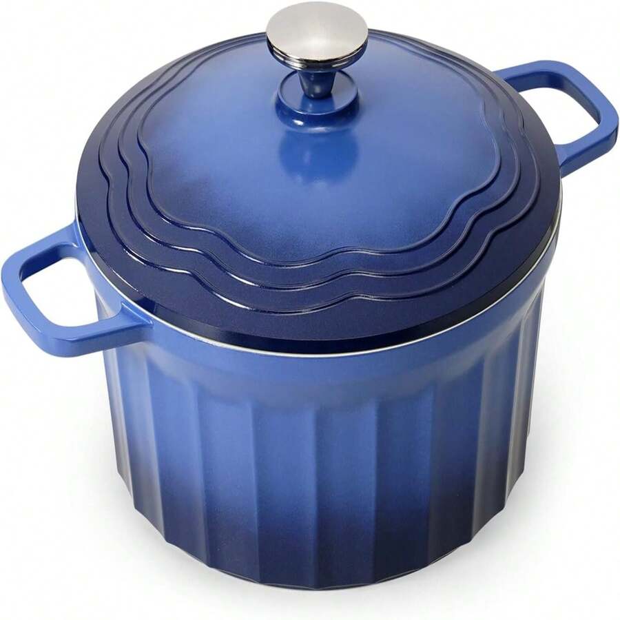 Cast Aluminum Dutch Oven Pot With Lid, 4.5 Quart Enameled NonStick