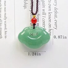 1pc Natural Green Jade Pendant Buckle Necklace, Green Donut Jade 26mm Gem Pendant Adjustable Necklace, A Lucky Gift For Mother, A Gift For Her, Suitable For Holiday Party Gifts, Quartz Crystal Gifts.