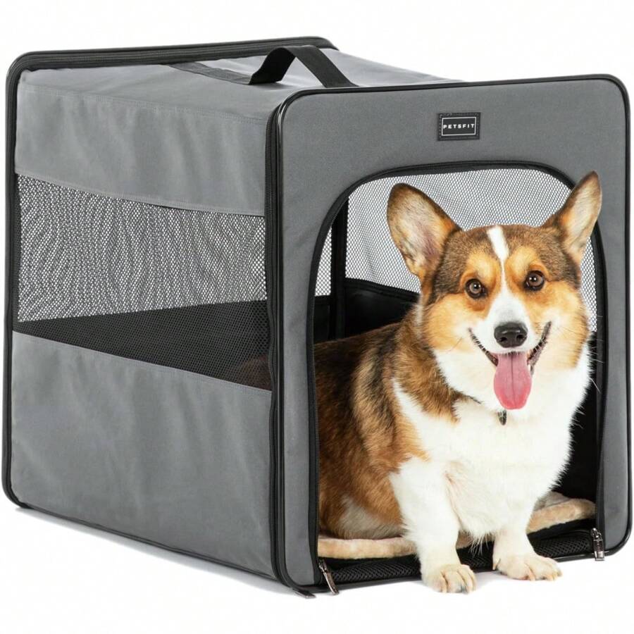 Soft Sided Dog Crate, Chewproof Design Breathable & Collapsible Dog