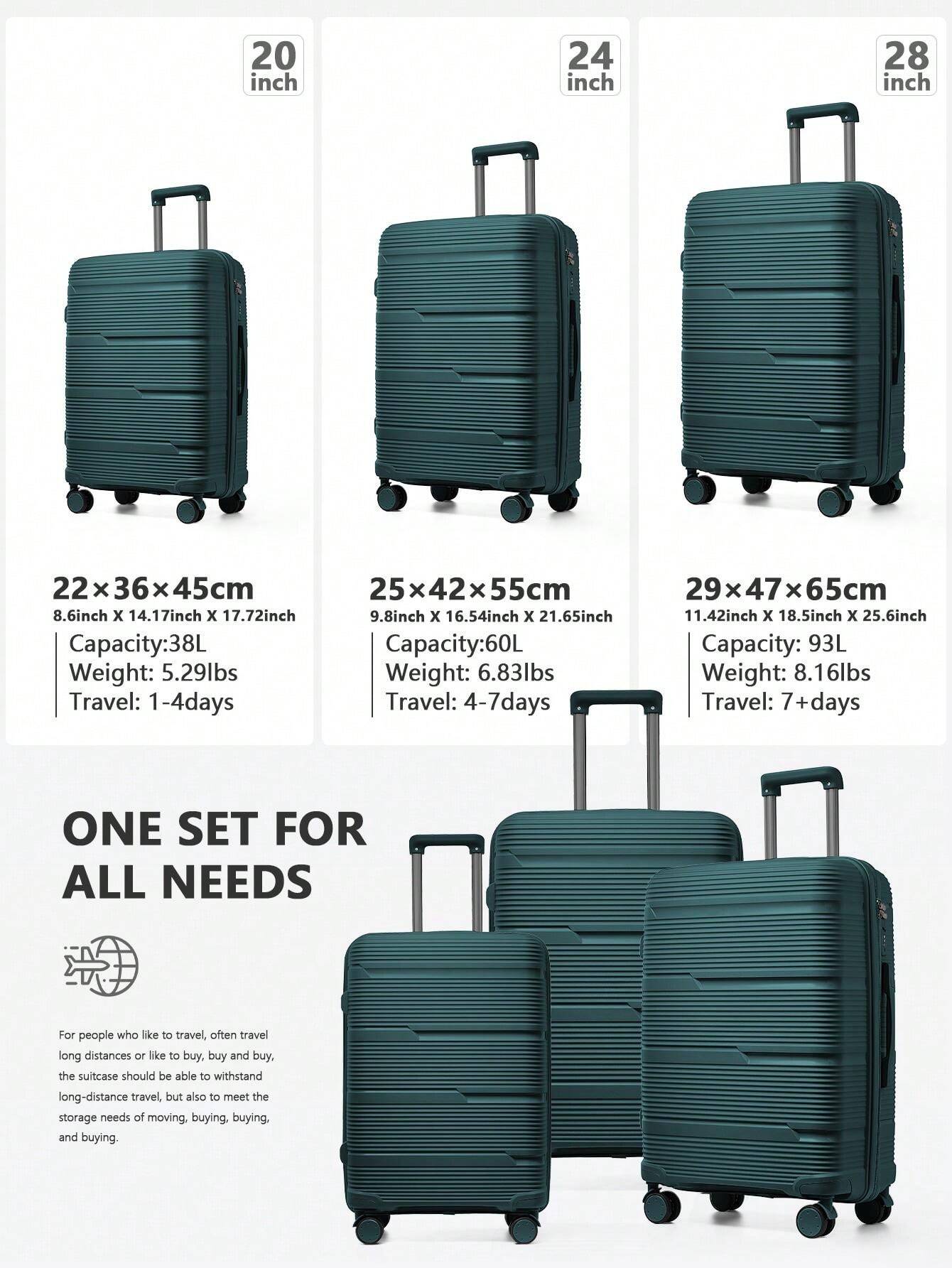 Floless Carry On Luggage Hard Shell Travel Trolley 4 Spinner Wheels