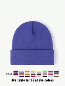 1pc Unisex Solid Color Knitted Hat, Y2K Style Outdoor Warm Beanie, Casual All-Match Winter Ski Cap Suitable For Daily Commute