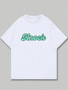 Knack Printed T-Shirt Casual Basic Short Sleeve Unisex - trắng - Xem 2