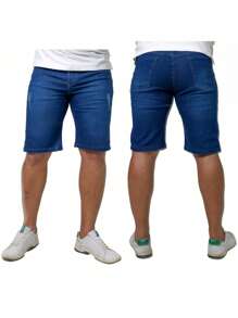 Kit 3 Men's Bermuda Jeans With Elastane Light Blue + Worn Blue + Blue USED - 彩色 - 查看 6