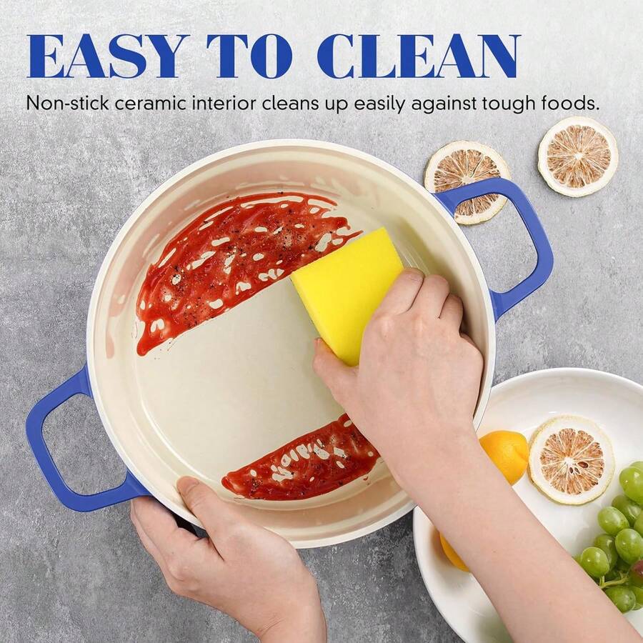 Cast Aluminum Dutch Oven Pot With Lid, 4.5 Quart Enameled NonStick