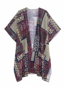 Floral Print Kimono Cover Up Women Holiday Casual Spring Summer Outfits - 彩色 - 查看 4
