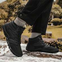 1 par de botas de nieve impermeables para mujer con forro esponjoso, cálidas y antideslizantes, adecuadas para actividades al aire libre