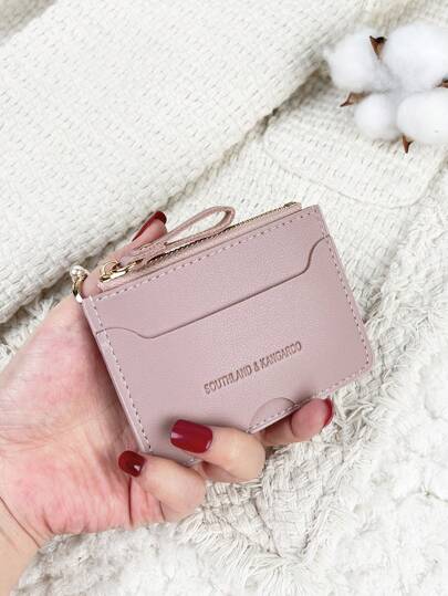 SOUTHLAND&KANGAROO 字母浮雕拉链小钱包 零钱包 小钱包 双折超薄钱包 轻薄 多层 便携式 身份证 钱卡 时髦 时尚 周年纪念 生日礼物 礼物 女孩 女士 女包 学校用品 学校 宿舍 & 返校 粉色包 感恩节 卡夹 钱包 名片夹 信用卡夹 女士 女士迷你钱包 卡片钱包