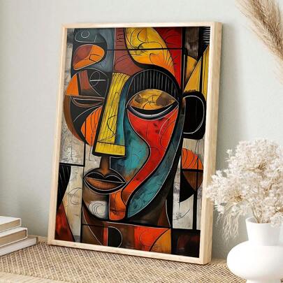 1 African Style Abstract Canvas Wall Art - Modern Art Print, For Living Room, Bedroom, Cafe, Kitchen Dining Room, Portrait Canvas Wall Art - Canvas Material (Optional Frame)