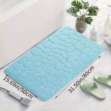 1件/3件套浅蓝色石头压花海绵高回弹吸水防滑浴室地垫，浴室装饰垫浴室地毯地毯户外地毯门垫秋季装饰浴室配件返校入口装饰 - 淺藍色 - 查看 10