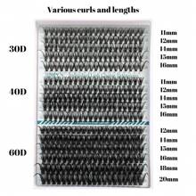 320 件 D 卷曲单根簇状睫毛 DIY 睫毛延长纤细超薄带宽茎柔软蓬松睫毛延长 11-20 毫米假睫毛单根自然睫毛 - 黑色 - 查看 10