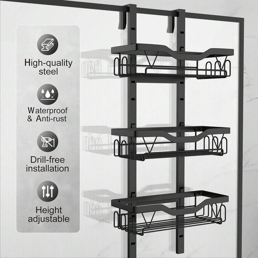 Hanging Shower Shelf, Shower Storage Without Drilling, Adjustable