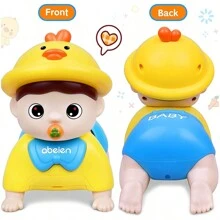 嬰兒玩具6至12個月，三角仰臥時間音樂娃娃爬行玩具，帶有光線，聲音，0-3 3-6 6-12 12-18個月嬰兒玩具，生日玩具1歲男孩女孩幼兒玩具1-2歲 - 黃色 - 查看 3