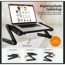 Folding Laptop Desk Table Bed Adjustable Portable Stand Tray Furniture With Fan - 1 - View 5