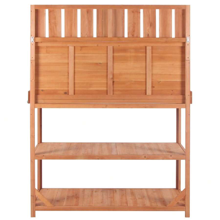 Farmhouse Style Fir Wood Garden Potting Bench With Splash Plate Tool