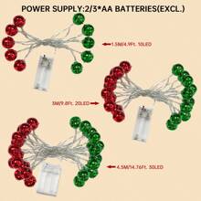 1 件 10/20/30 圣诞红绿铃铛灯串挂花环装饰灯电池供电适用于家庭卧室壁炉楼梯圣诞节快乐派对婚礼圣诞树装饰圣诞装饰圣诞礼物感恩节圣诞树装饰饰品圣诞灯卧室装饰家居装饰派对装饰节日节日房间装饰 - 暖白色 - 查看 9