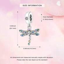 S925 镀银可爱爪印心形吊坠、相机塔吊坠、密镶蜻蜓吊坠，适合 DIY 手链和项链，适合女性和女孩的生日礼物，日常珠宝 - 銀色 - 查看 9