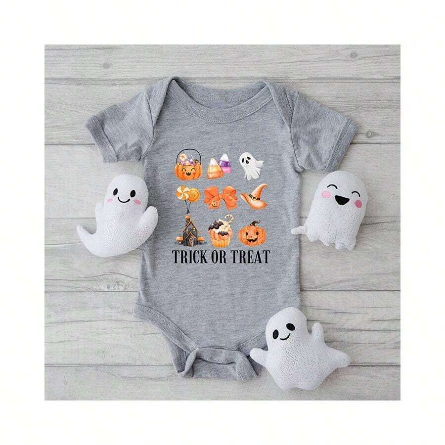 Trick Or Treat Chart Baby Graphic Short Sleeve Bodysuit SHEIN USA