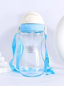 1pc Baby Water Cup, Tritan Material With Silicone Spout, 400ml, Suitable For Babies 8 Months+, Comes With Strap - Multicolor - View 3