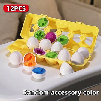 12 piezas de juguetes de rompecabezas de emparejamiento de reconocimiento de color con forma de huevo, mejoran la coordinación mano-ojo, el aprendizaje cognitivo y las habilidades motoras finas, ideal como regalo de Halloween, Navidad o cumpleaños para niños y niñas