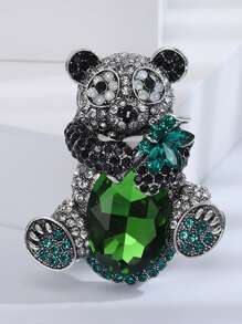 Broche de panda con rhinestones lindo para mujeres, accesorio de joyería para fiesta, banquete y regalo - panda - Ver 12