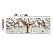 1 tấm áp phích và tranh in hoa trắng cây vàng 3D sang trọng, tranh vải, tranh nghệ thuật treo tường cho phòng khách, phòng ngủ, trang trí văn phòng không có khung 50x150cm/20x59inch - Đen và trắng - Xem 2