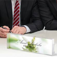 1pc,Personalized Desk Name Plate, Simple, Cute, Artistic Retro,Style,Custom Acrylic Glass Name Plates For Desks, Office Desk Decor Nameplate, Desk Accessories, Teacher Boss Coworkers Employee Appreciation Gift (Engraved Flower 1),Custom Gifts, Decor Birthday Graduation