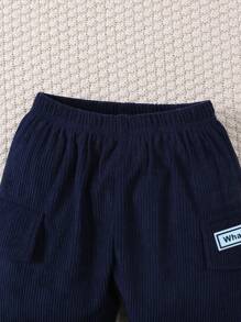 2 szt. Chłopięca gruba krata Patchworkowa kurtka z sztruksowymi spodniami Outdoor Casual Outfits