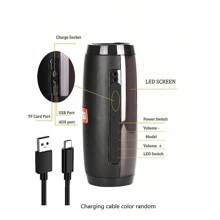 T&G TG157 Portable Wireless Speaker With LED Color Light Subwoofer Outdoor Column Boombox Stereo Music FM - Black - View 11