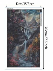 Kit de pintura de diamantes de 40 * 70 cm / 15,7 * 27,6 pulgadas: Gato encantador junto a la cascada - Ideal para entusiastas del arte DIY - Multicolor - Ver 2