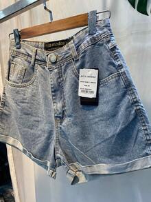 Basic Shorts With Shine. - Xám - Xem 2